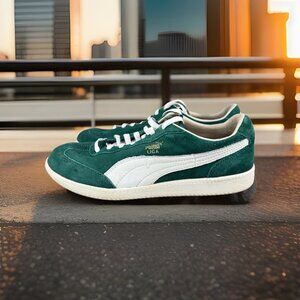 ✅Puma Liga Suede Leather Shoes Men’s 8.5 Casual Athletic Sneakers Green White